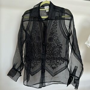 Vintage MODA Int’l Sheer Organza Blouse and Vest Set